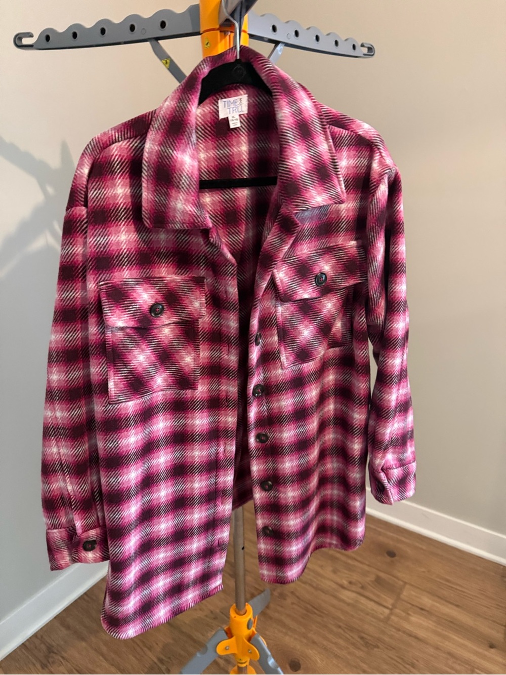 Pink Plaid Shacket - Vibrant Pink Plaid - Picture 2 of 6